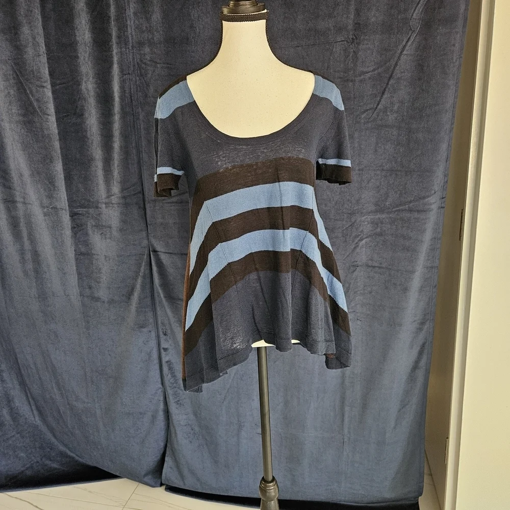 Louis Vuitton Blue and Black Striped Top